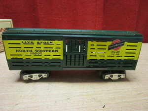 lot 677 image: MARX TRAINS CNW STOCK CAR - NEW, W BOX