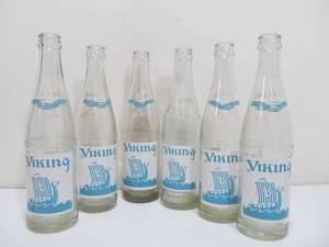 Set of 6 Vintage VIKING Soda Bottles