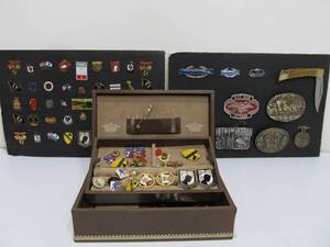 Large Estate Lot of Vietnam Pins Belt Buckles etc