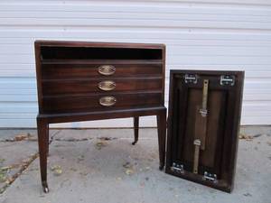 Nice Vintage Side Table Unit w4 Built in Folding Tables