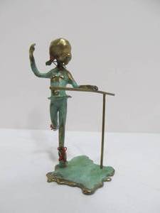 Small Vintage Signed Young Ballerina Bronze Sculpture