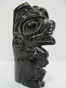 Old Carved Black Stone Totem&nbsp