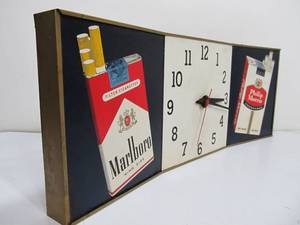 Nice Vintage Metal MARLBORO  Phillip Morris Advertising Clock Sign