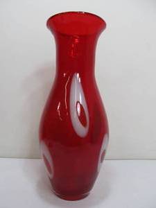 Large Vintage Red Art Glass Vase