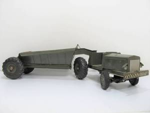 Large Vintage Doepke Model Toys Pressed Steel Military Vehicle wTrailer