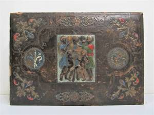 Nice Antique embossed Leather Clad Wood Box