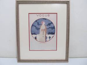 1919 VOGUE MAGAZINE GEORGES LEPAPE COVER FASHION CHANEL PALM BEACH ART DECO FRAMED PRINT