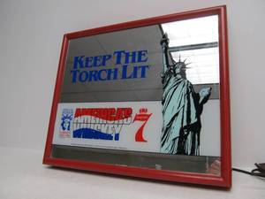 Lighted Vintage SEAGRAMS 7 Americas Whiskey Bar Sign wStatue of Liberty