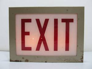 ART DECO LIGHTED THEATER REVERSE PAINTED EXIT SIGN LIGHT REWIRED