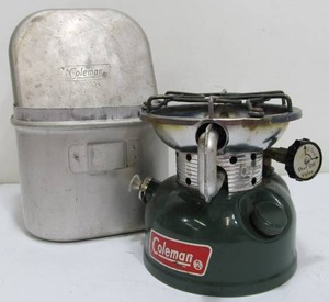 Vintage COLEMAN Single Burner Camp Stove wAluminum Case