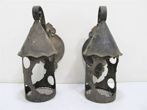 Pair of Antique Tin Outdoor Wall Sconces