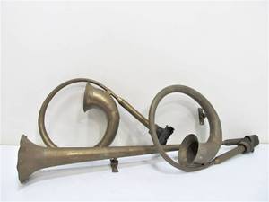 3 Old Vintage Brass Auto etc Horns