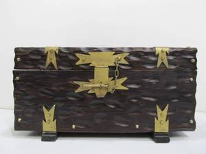 Very Cool Vintage Wood Storage Box wBrass Hardware