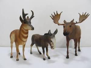 3 Early Vintage BREYER Antelope, Moose &amp Donkey