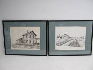 Hand Signed John Cartwright Railroad Station Framed Prints