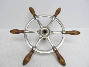 Vintage Chrome &amp Wood Steering Wheel