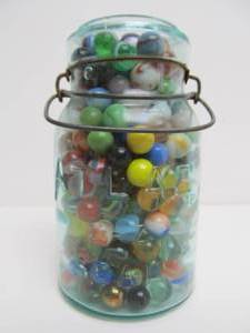 Large Atlas Canning Jar Full of Vintage Marbles