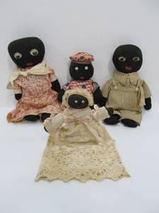 4 Old Vintage 1920s-30s Era Hand Made Cloth Dolls