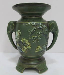 Excellent 1930s Era Elephant Handled Japanese Art Pottery Vase