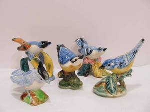 Group of Vintage 1940s STANGL Bluebirds &amp Blue Jay Bird Figurines
