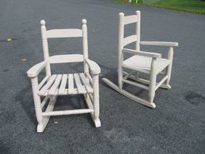 Pair of Vintage Painted Wood Childs Rockers