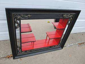 Vintage Mid Century Mirrored Shadowbox Display Shelf