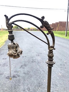 signed KAPLAN Antique Bridge Lamp wGreen Marble Base