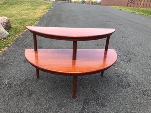 Nice Vintage 2-Tiered Demilune Oak Table