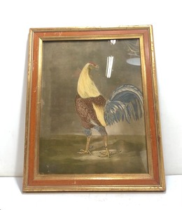 Antique 19th Century PEACE Hand Colored Rooster Engraving