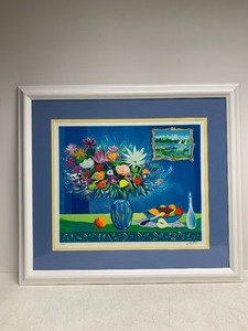 lot 74 image: Framed Signed Numbered Jean-Claude Picot Serigraph - Fleurs dautomne