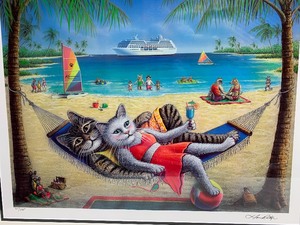 lot 68 image: Large Framed Signed Numbered DON ROTH Serigraph - Kool Kat Kruise