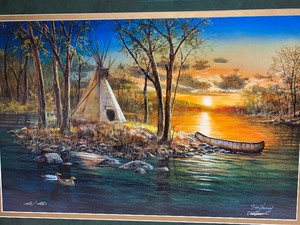 lot 65 image: Large Framed Signed Numbered JIM HANSEL Print - Native Lands
