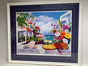 lot 58 image: Large Framed Signed & Numbered Sharie Hatchett Bohlmann Seriolithograph - Margarita Villa