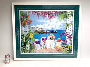 lot 57 image: Large Framed Signed & Numbered Sharie Hatchett Bohlmann Seriolithograph - Harbor of Enchantment