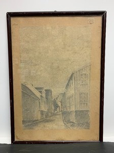 lot 55 image: Signed Vintage 1930s Original Pencil Sketch Artwork - Mandel Norway
