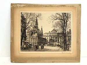 lot 14 image: Hand Signed 1920s Etching - Palais De Justice - Paris