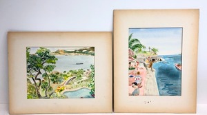 lot 11 image: 2 Mid Century Signed Matted Original Watercolor Paintings - Signed Kip 1963