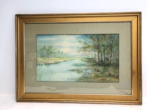 lot 23 image: Excellent Antique Signed WatercolorGouache River Scene Painting - A.F. Zander 1911