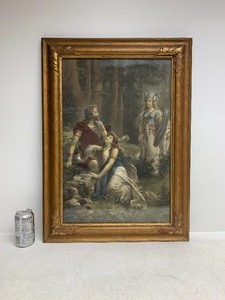 lot 77 image: Beautiful Framed Antique 1890s Hans Zatzka Chromolithograph - Brunnhilde