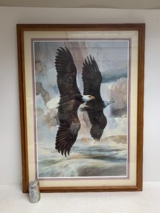 lot 81 image: Large Framed Signed & Numbered Soaring Eagle Print - Fernandez
