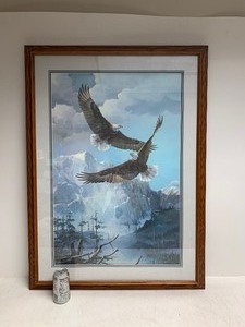 lot 83 image: Large Framed Signed & Numbered Soaring Eagle Print - Fernandez