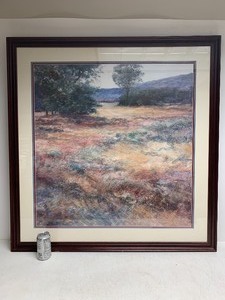 lot 84 image: Large Framed Impressionist Pastel Landscape Painting