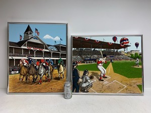 lot 85 image: 2 Framed Signed HARGROVE Giclee Canvas Sports Artworks - Baseball & Horse Racing