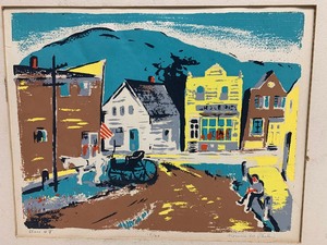 lot 92 image: Mid Century Litho on Paper - Class 4F by Twin Cities Artist Florence Parlin