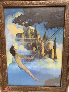 lot 95 image: Framed Antique MAXFIELD PARRISH Art Nouveau Print - Dinky Bird