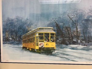 lot 109 image: Framed Signed Numbered MN Artist DAVE RIEBE Railroad Print