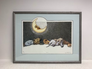 lot 112 image: Framed Signed Numbered Kathryn Ramseur Glick Sleeping Animal Print - Goodnight