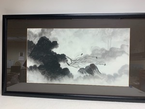 lot 114 image: Large Framed Signed Japanese Original Watercolor on Silk Painting