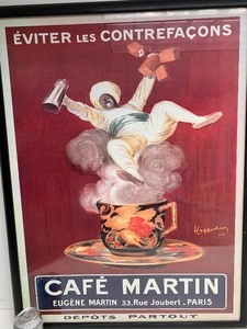 lot 119 image: Vintage Style Framed Advertising Poster - Cafe Martin