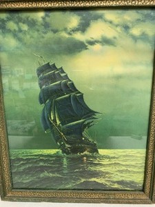 lot 120 image: Vintage OLD IRONSIDES Nautical Ship Print